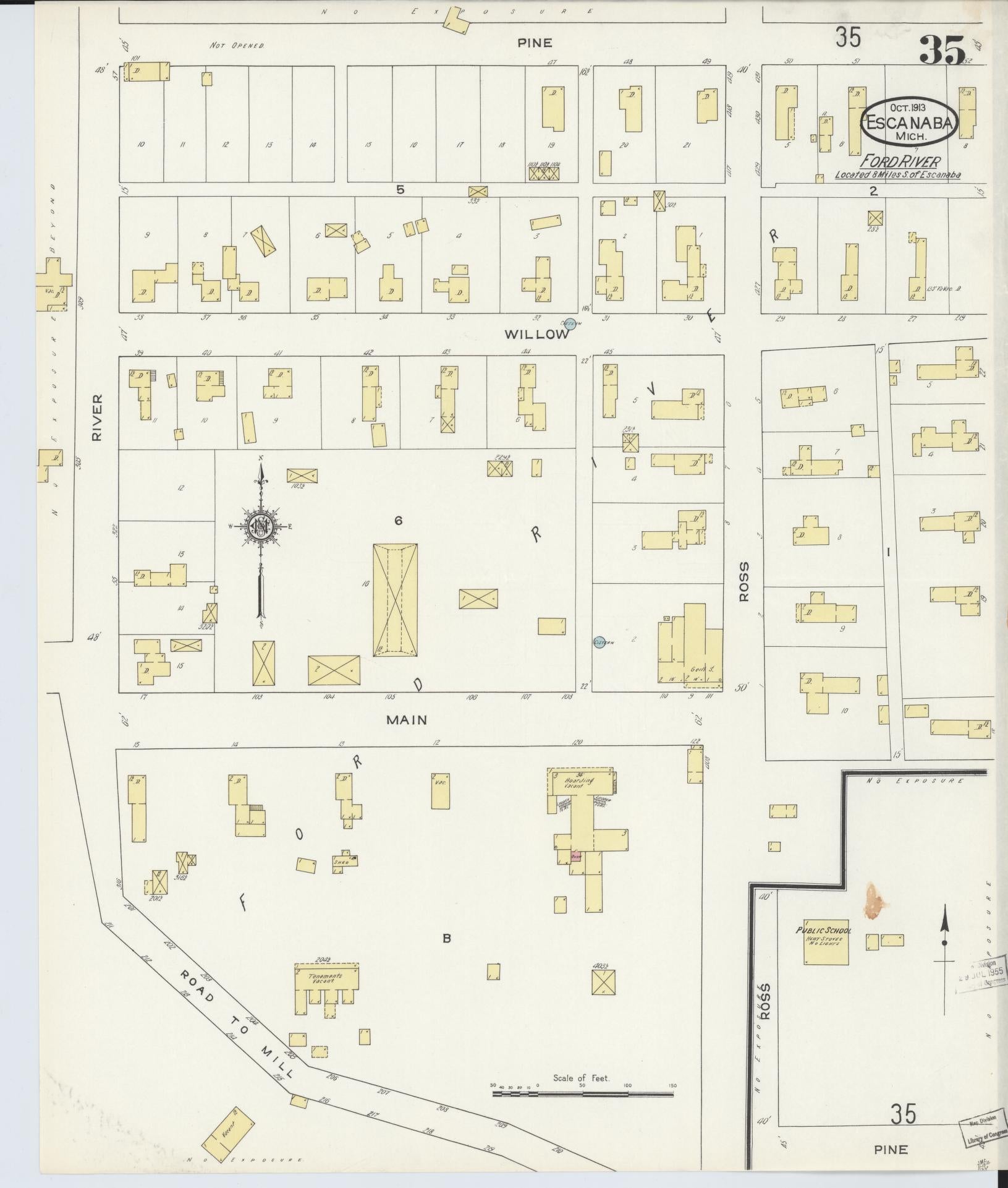 Sanborn Fire Insurance Map from Escanaba, Delta County, Michigan (1913), Sheet #0035 - Complete Map Set gallery image, historic Sanborn map, vintage wall art, Michigan Michigan