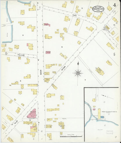 Sanborn Fire Insurance Map from Deep River, Middlesex County, Connecticut (1908), Sheet #0004 - Complete Map Set gallery image, historic Sanborn map, vintage wall art, Connecticut Connecticut