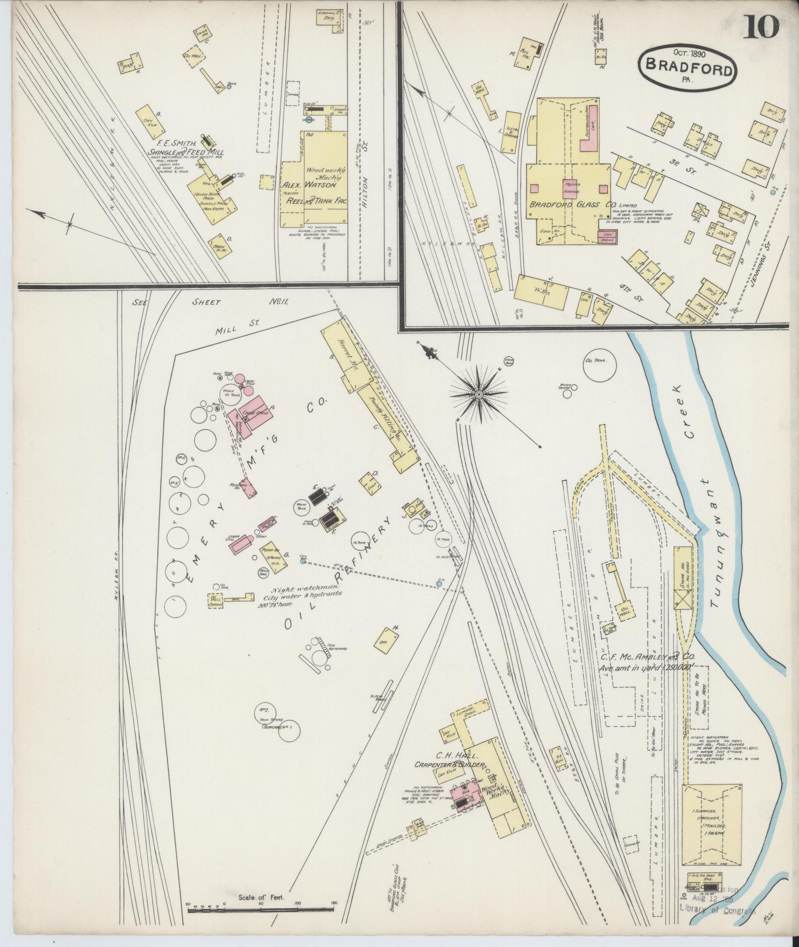 Sanborn Fire Insurance Map from Bradford, McKean County, Pennsylvania (1890), Sheet #0010 - Historic Sanborn Fire Insurance Map Print, vintage old map wall art, antique decor, genealogy gift, Pennsylvania Pennsylvania map