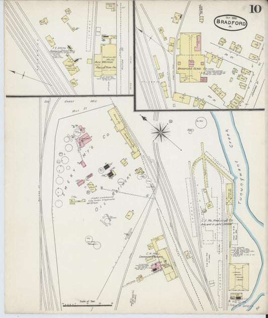 Sanborn Fire Insurance Map from Bradford, McKean County, Pennsylvania (1890), Sheet #0010 - Historic Sanborn Fire Insurance Map Print, vintage old map wall art, antique decor, genealogy gift, Pennsylvania Pennsylvania map