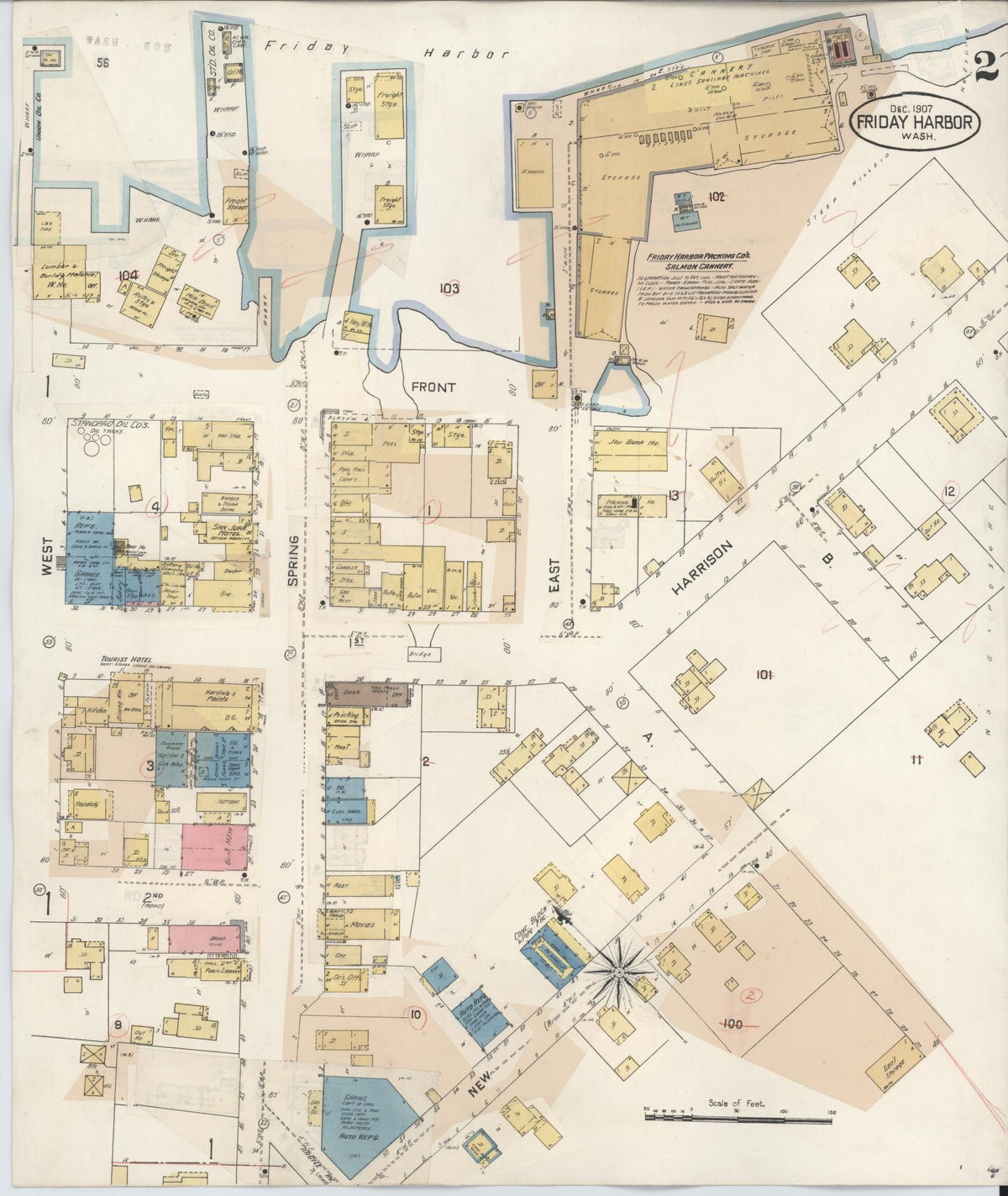 Sanborn Fire Insurance Map from Friday Harbor, San Juan County, Washington (1930), Sheet #0002 - Historic Sanborn Fire Insurance Map Print, vintage old map wall art, antique decor, genealogy gift, Washington Washington map