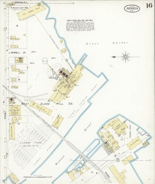 Sanborn Fire Insurance Map from Aberdeen, Grays Harbor County, Washington (1901), Sheet #0016 - Historic Sanborn Fire Insurance Map Print, vintage old map wall art, antique decor, genealogy gift, Washington Washington map