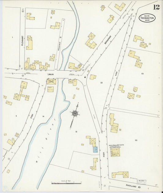 Sanborn Fire Insurance Map from Thomaston, Knox County, Maine (1911), Sheet #0012 - Historic Sanborn Fire Insurance Map Print, vintage old map wall art, antique decor, genealogy gift, Maine Maine map