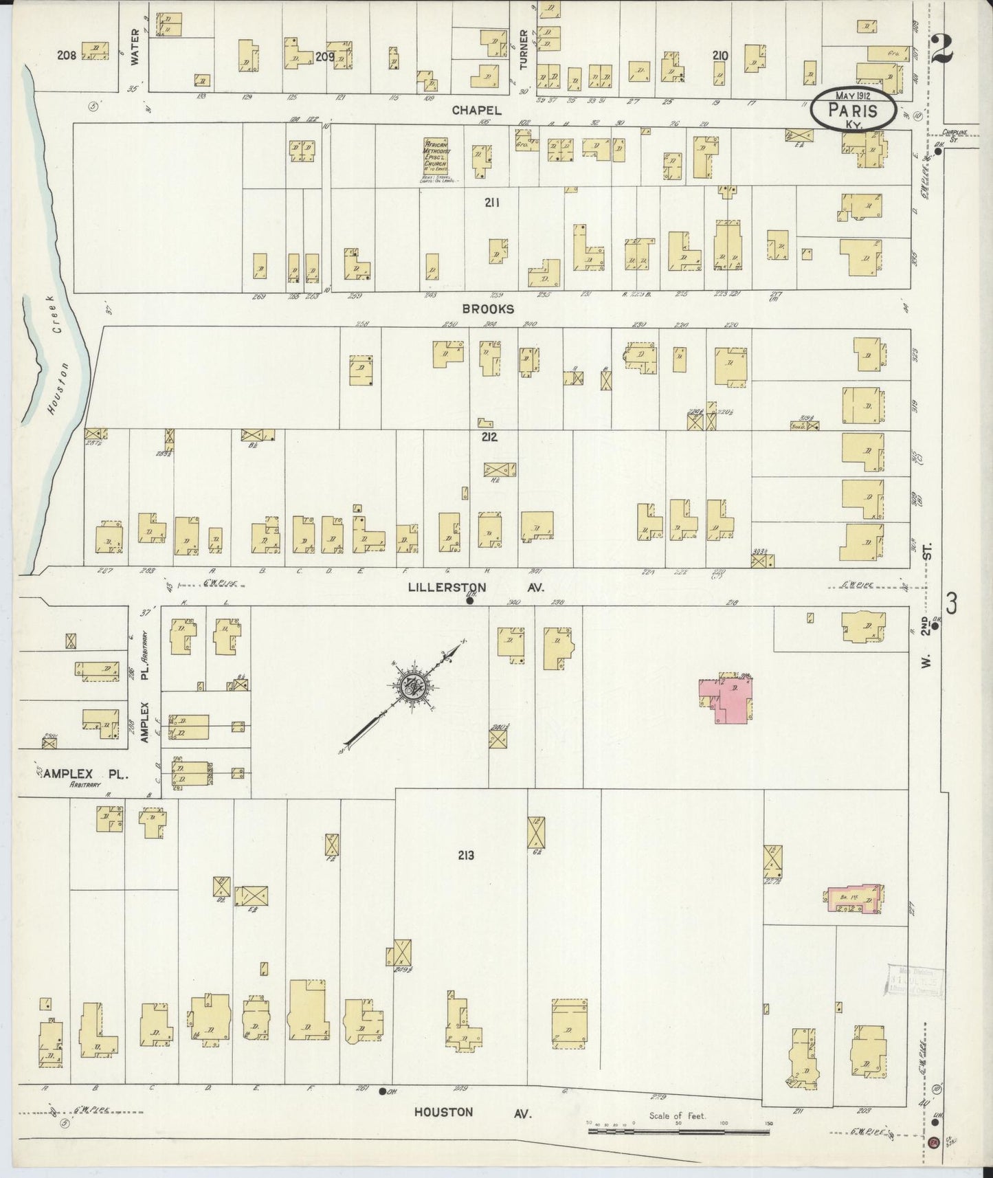 Sanborn Fire Insurance Map from Paris, Bourbon County, Kentucky (1912), Sheet #0002 - Complete Map Set gallery image, historic Sanborn map, vintage wall art, Kentucky Kentucky