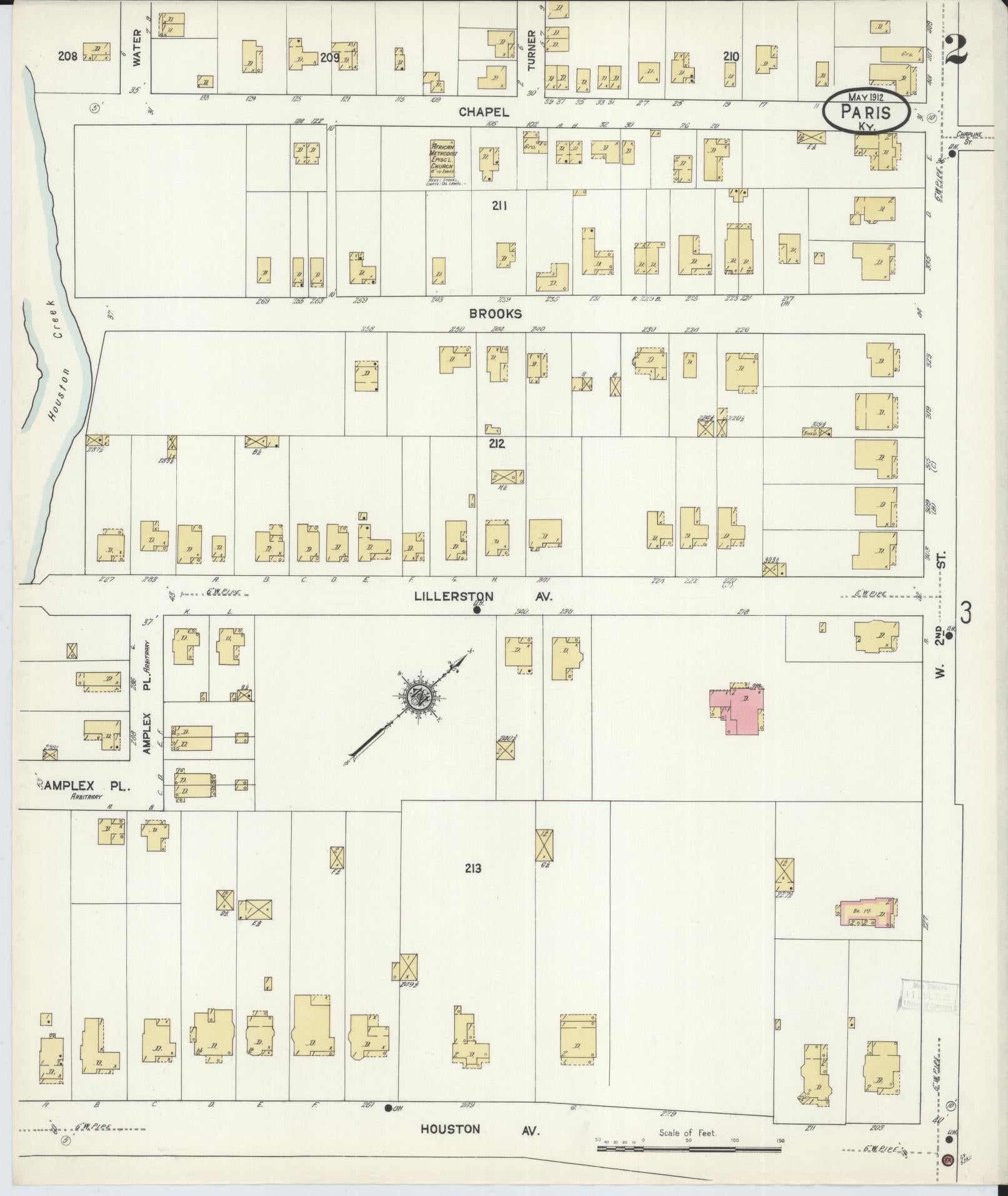 Sanborn Fire Insurance Map from Paris, Bourbon County, Kentucky (1912), Sheet #0002 - Complete Map Set gallery image, historic Sanborn map, vintage wall art, Kentucky Kentucky