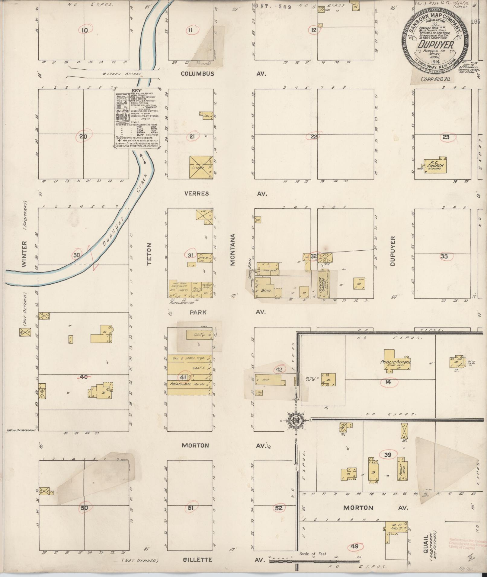 Sanborn Fire Insurance Map from Dupuyer, Pondera County, Montana. (1920) – Historic Sanborn Fire Insurance Map Print