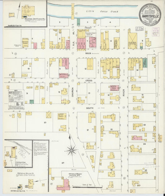 Sanborn Fire Insurance Map from Hartsville, Trousdale County, Tennessee (1903), Sheet #0001 - Historic Sanborn Fire Insurance Map Print, vintage old map wall art, antique decor, genealogy gift, Tennessee Tennessee map