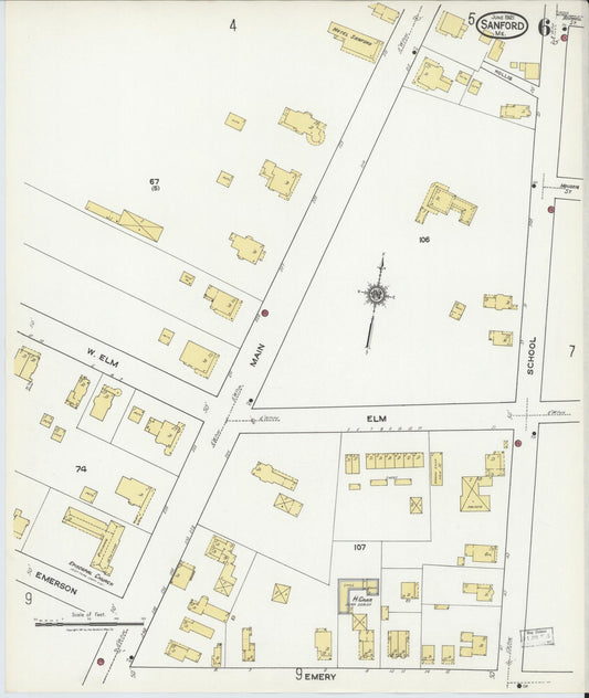 Sanborn Fire Insurance Map from Sanford, York County, Maine (1921), Sheet #0006 - Historic Sanborn Fire Insurance Map Print, vintage old map wall art, antique decor, genealogy gift, Maine Maine map