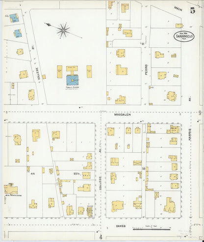 Sanborn Fire Insurance Map from San Angelo, Tom Green County, Texas (1904), Sheet #0005 - Complete Map Set gallery image, historic Sanborn map, vintage wall art, Texas Texas