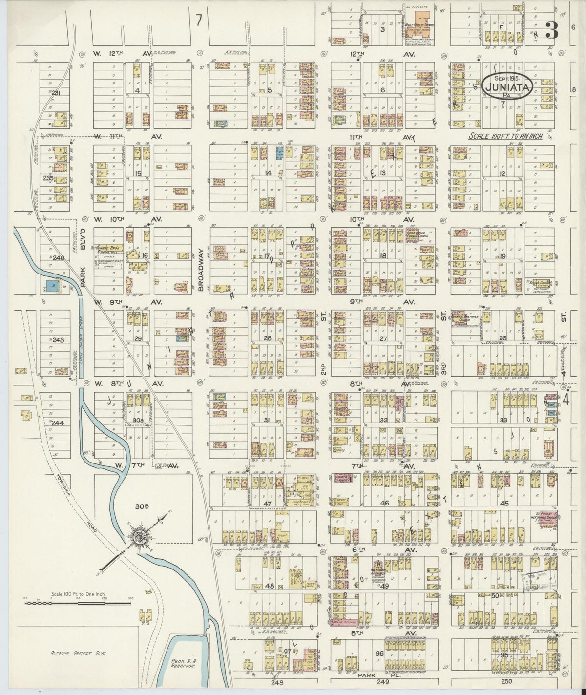 Sanborn Fire Insurance Map from Juniata, Blair County, Pennsylvania (1915), Sheet #0003 - Complete Map Set gallery image, historic Sanborn map, vintage wall art, Pennsylvania Pennsylvania
