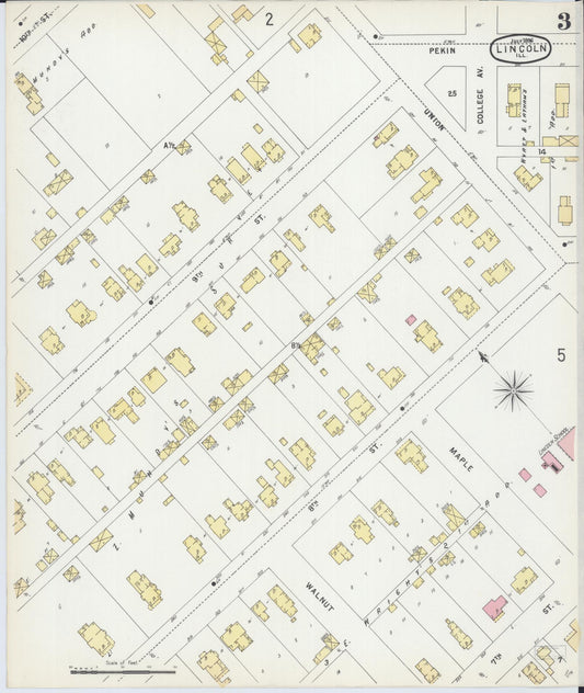 Sanborn Fire Insurance Map from Lincoln, Logan County, Illinois (1896), Sheet #0003 - Historic Sanborn Fire Insurance Map Print, vintage old map wall art, antique decor, genealogy gift, Illinois Illinois map
