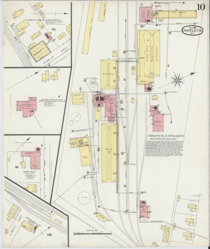 Sanborn Fire Insurance Map from Charlotte, Mecklenburg County, North Carolina (1896), Sheet #0010 - Complete Map Set gallery image, historic Sanborn map, vintage wall art, North Carolina North Carolina