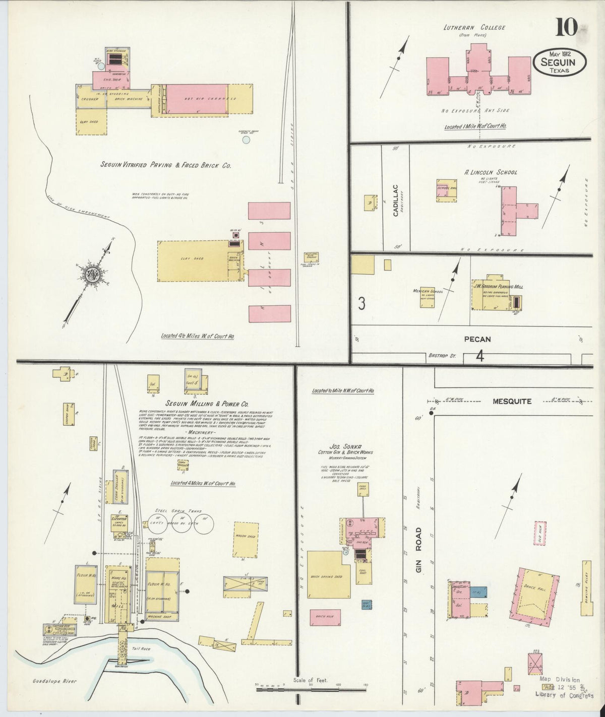Sanborn Fire Insurance Map from Seguin, Guadalupe County, Texas (1912), Sheet #0010 - Complete Map Set gallery image, historic Sanborn map, vintage wall art, Texas Texas