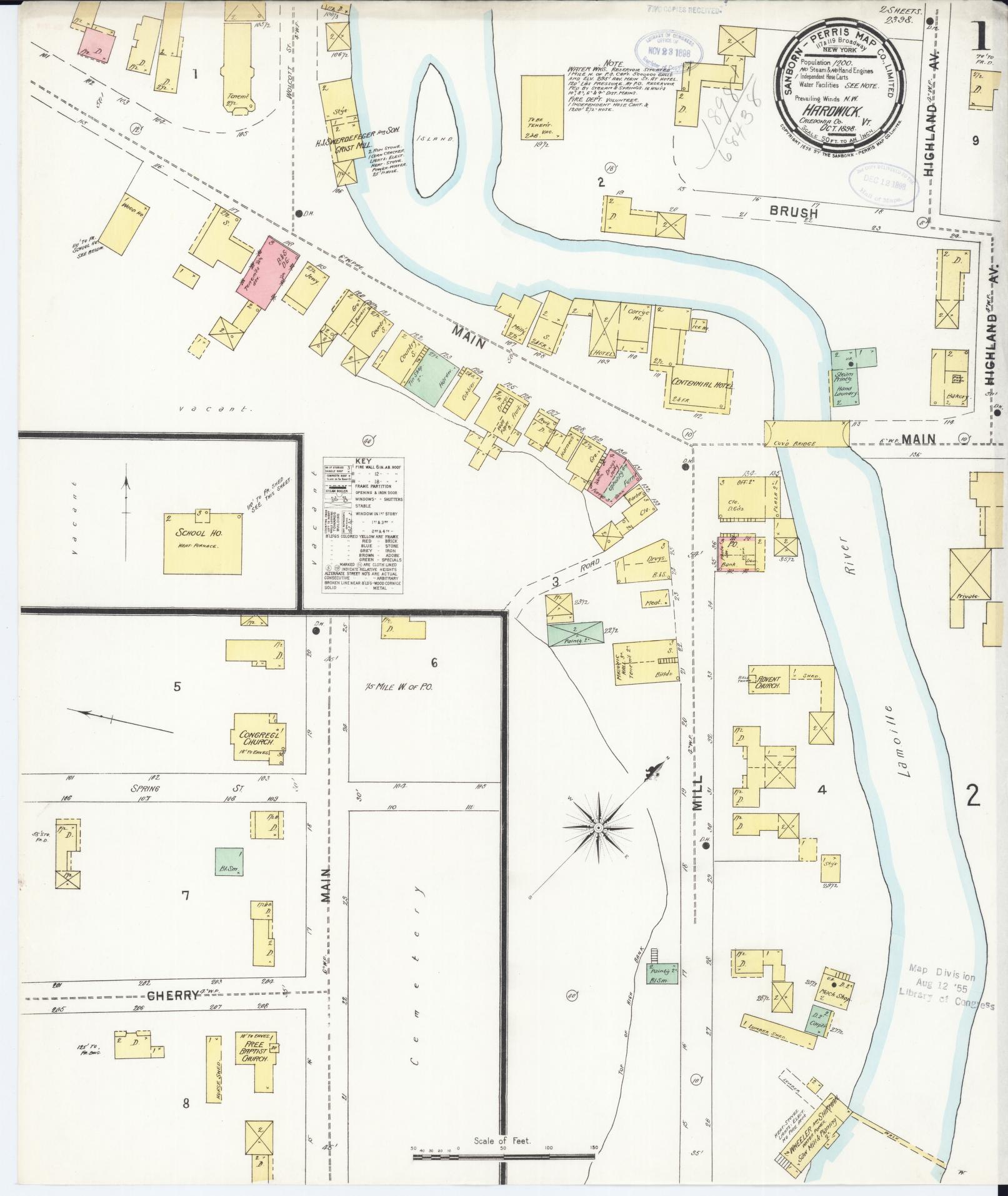 Sanborn Fire Insurance Map from Hardwick, Caledonia County, Vermont. (1898) – Historic Sanborn Fire Insurance Map Print