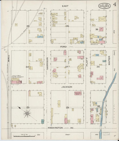 Sanborn Fire Insurance Map from Golden, Jefferson County, Colorado (1886), Sheet #0004 - Complete Map Set gallery image, historic Sanborn map, vintage wall art, Colorado Colorado