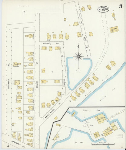 Sanborn Fire Insurance Map from Niantic, New London County, Connecticut (1903), Sheet #0003 - Complete Map Set gallery image, historic Sanborn map, vintage wall art, Connecticut Connecticut