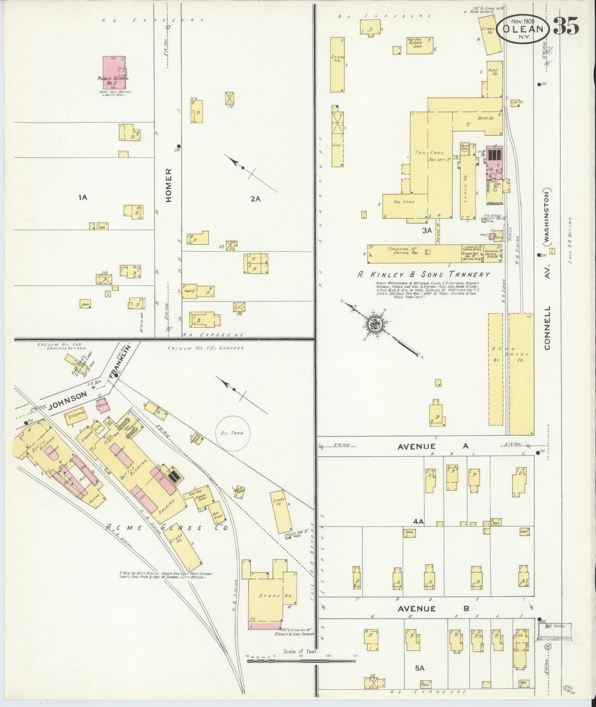 Sanborn Fire Insurance Map from Olean, Cattaraugus County, New York (1909), Sheet #0035 - Complete Map Set gallery image, historic Sanborn map, vintage wall art, New York New York