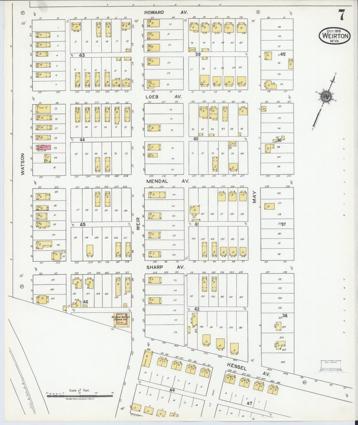 Sanborn Fire Insurance Map from Weirton, Hancock County, West Virginia (1919), Sheet #0007 - Complete Map Set gallery image, historic Sanborn map, vintage wall art, West Virginia West Virginia