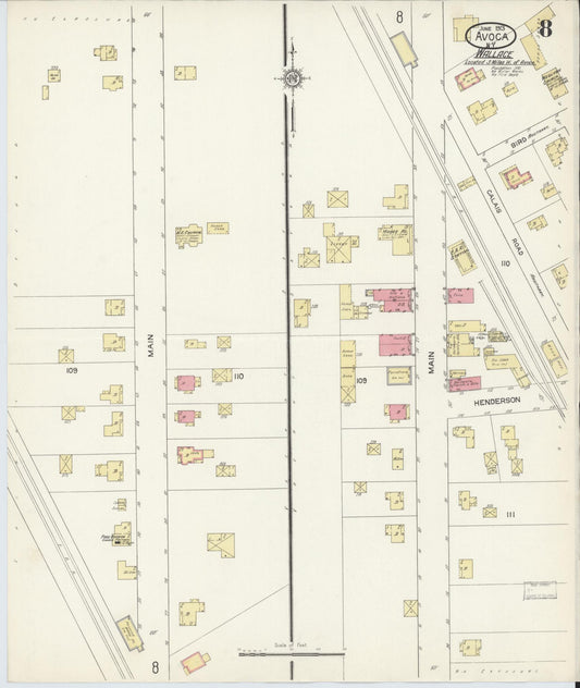 Sanborn Fire Insurance Map from Avoca, Steuben County, New York (1913), Sheet #0008 - Historic Sanborn Fire Insurance Map Print, vintage old map wall art, antique decor, genealogy gift, New York New York map