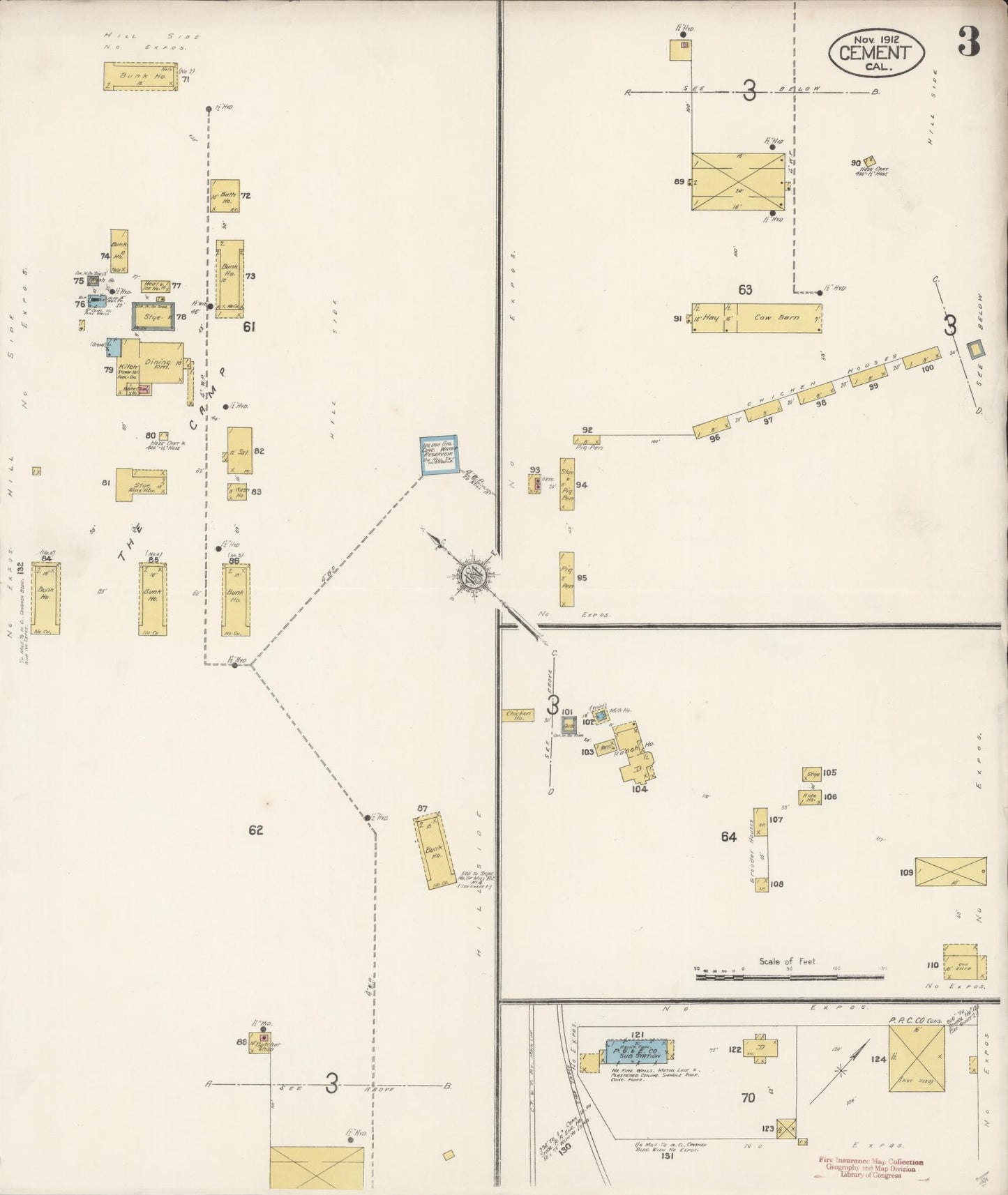 Sanborn Fire Insurance Map from Cement, Solano County, California (1912), Sheet #0003 - Complete Map Set gallery image, historic Sanborn map, vintage wall art, California California
