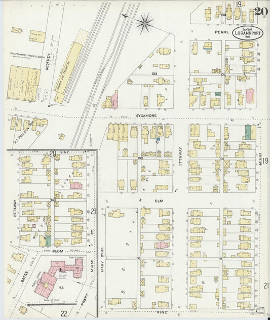 Sanborn Fire Insurance Map from Logansport, Cass County, Indiana (1906), Sheet #0020 - Historic Sanborn Fire Insurance Map Print, vintage old map wall art, antique decor, genealogy gift, Indiana Indiana map
