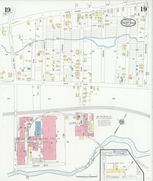 Sanborn Fire Insurance Map from Fairfield, Fairfield County, Connecticut (1930), Sheet #0019 - Historic Sanborn Fire Insurance Map Print, vintage old map wall art, antique decor, genealogy gift, Connecticut Connecticut map
