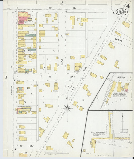 Sanborn Fire Insurance Map from Shelby, Oceana County, Michigan (1900), Sheet #0004 - Historic Sanborn Fire Insurance Map Print, vintage old map wall art, antique decor, genealogy gift, Michigan Michigan map