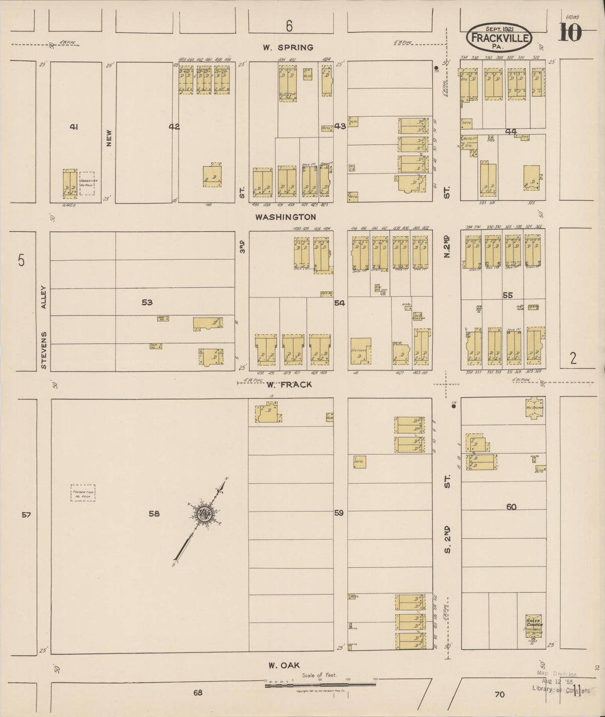 Sanborn Fire Insurance Map from Frackville, Schuylkill County, Pennsylvania (1921), Sheet #0010 - Complete Map Set gallery image, historic Sanborn map, vintage wall art, Pennsylvania Pennsylvania