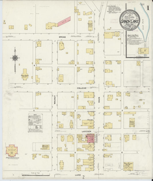Sanborn Fire Insurance Map from Sandy Lake, Mercer County, Pennsylvania (1910), Sheet #0001 - Historic Sanborn Fire Insurance Map Print, vintage old map wall art, antique decor, genealogy gift, Pennsylvania Pennsylvania map