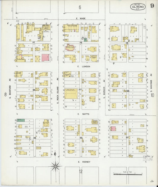 Sanborn Fire Insurance Map from El Reno, Canadian County, Oklahoma (1901), Sheet #0009 - Historic Sanborn Fire Insurance Map Print, vintage old map wall art, antique decor, genealogy gift, Oklahoma Oklahoma map