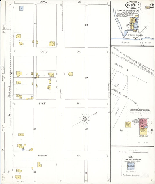 Sanborn Fire Insurance Map from Idaho Falls, Bonneville County, Idaho (1905), Sheet #0002 - Historic Sanborn Fire Insurance Map Print, vintage old map wall art, antique decor, genealogy gift, Idaho Idaho map