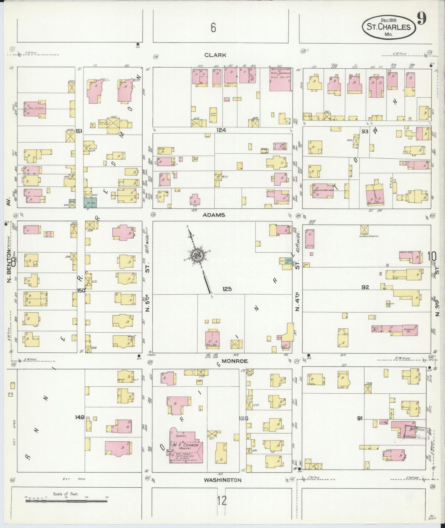 Sanborn Fire Insurance Map from Saint Charles, Saint Charles County, Missouri (1909), Sheet #0009 - Complete Map Set gallery image, historic Sanborn map, vintage wall art, Missouri Missouri