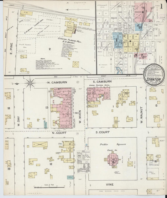 Sanborn Fire Insurance Map from Stanton, Montcalm County, Michigan (1887), Sheet #0001 - Complete Map Set gallery image, historic Sanborn map, vintage wall art, Michigan Michigan