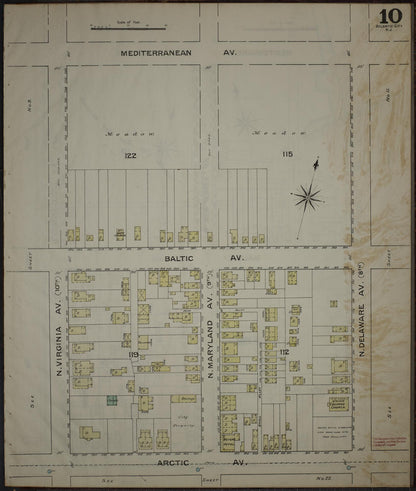 Sanborn Fire Insurance Map from Atlantic City, Atlantic County, New Jersey (1886), Sheet #0010 - Complete Map Set gallery image, historic Sanborn map, vintage wall art, New Jersey New Jersey
