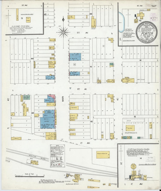 Sanborn Fire Insurance Map from Porter, Wagoner County, Oklahoma (1905), Sheet #0001 - Historic Sanborn Fire Insurance Map Print, vintage old map wall art, antique decor, genealogy gift, Oklahoma Oklahoma map