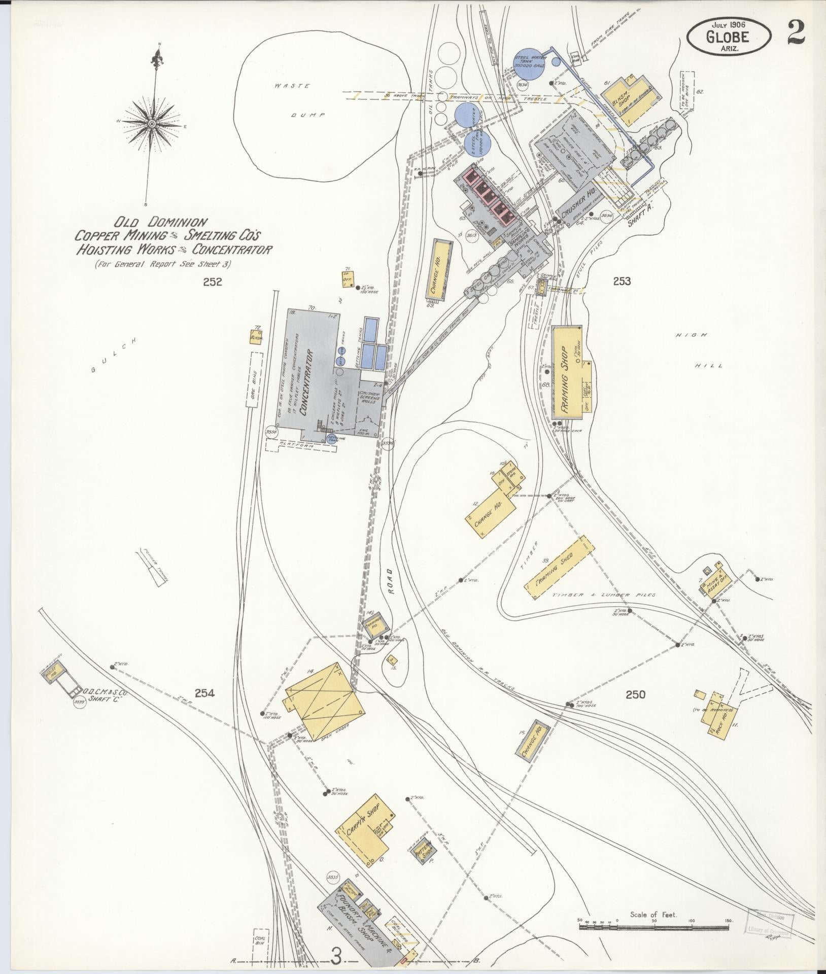 Sanborn Fire Insurance Map from Globe, Gila County, Arizona (1906), Sheet #0002 - Complete Map Set gallery image, historic Sanborn map, vintage wall art, Arizona Arizona