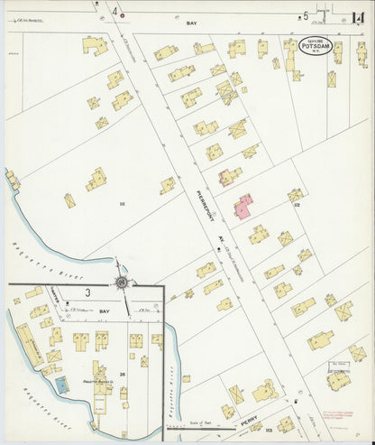 Sanborn Fire Insurance Map from Potsdam, St. Lawrence County, New York (1910), Sheet #0014 - Complete Map Set gallery image, historic Sanborn map, vintage wall art, New York New York