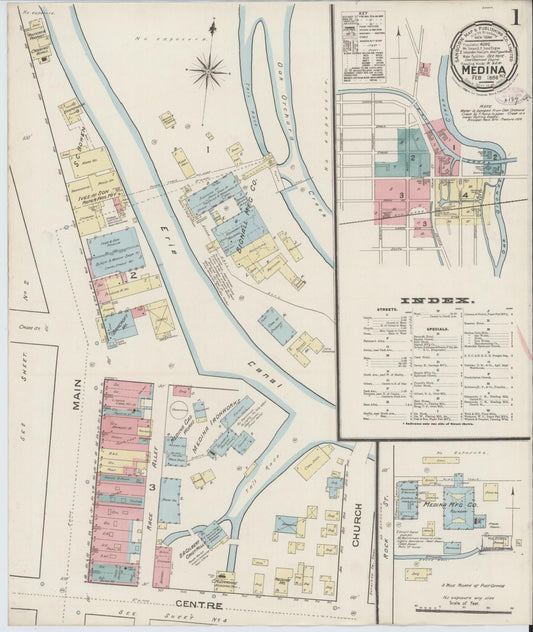 Sanborn Fire Insurance Map from Medina, Orleans County, New York (1886), Sheet #0001 - Historic Sanborn Fire Insurance Map Print, vintage old map wall art, antique decor, genealogy gift, New York New York map