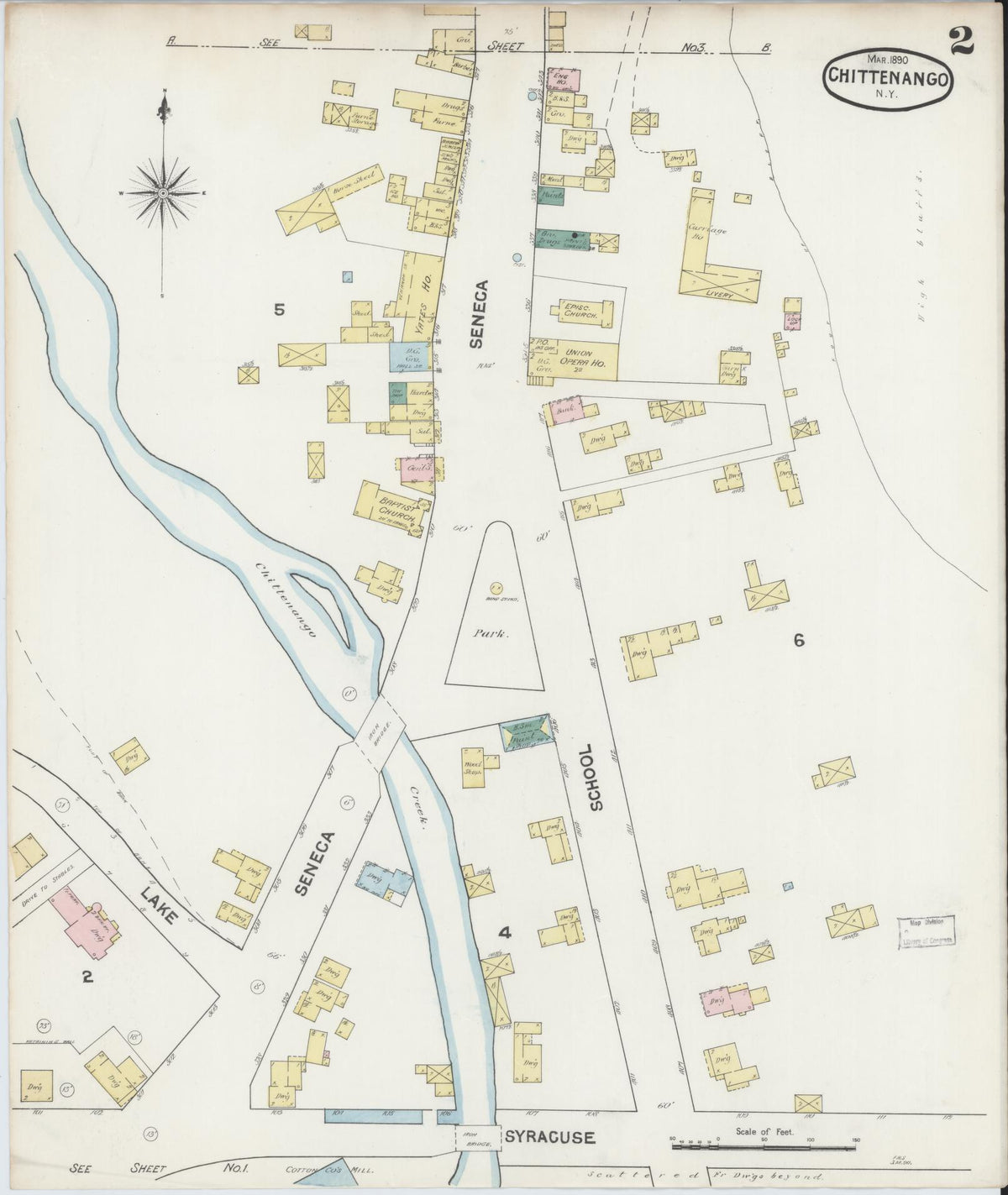 Sanborn Fire Insurance Map from Chittenango, Madison County, New York (1890), Sheet #0002 - Complete Map Set gallery image, historic Sanborn map, vintage wall art, New York New York