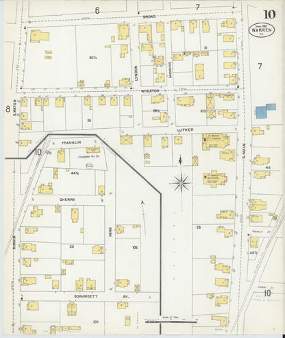 Sanborn Fire Insurance Map from Warren, Bristol County, Rhode Island (1903), Sheet #0010 - Complete Map Set gallery image, historic Sanborn map, vintage wall art, Rhode Island Rhode Island