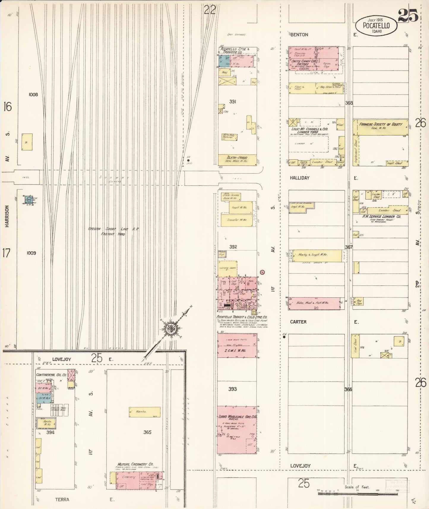 Sanborn Fire Insurance Map from Pocatello, Bannock County, Idaho (1915), Sheet #0025 - Complete Map Set gallery image, historic Sanborn map, vintage wall art, Idaho Idaho