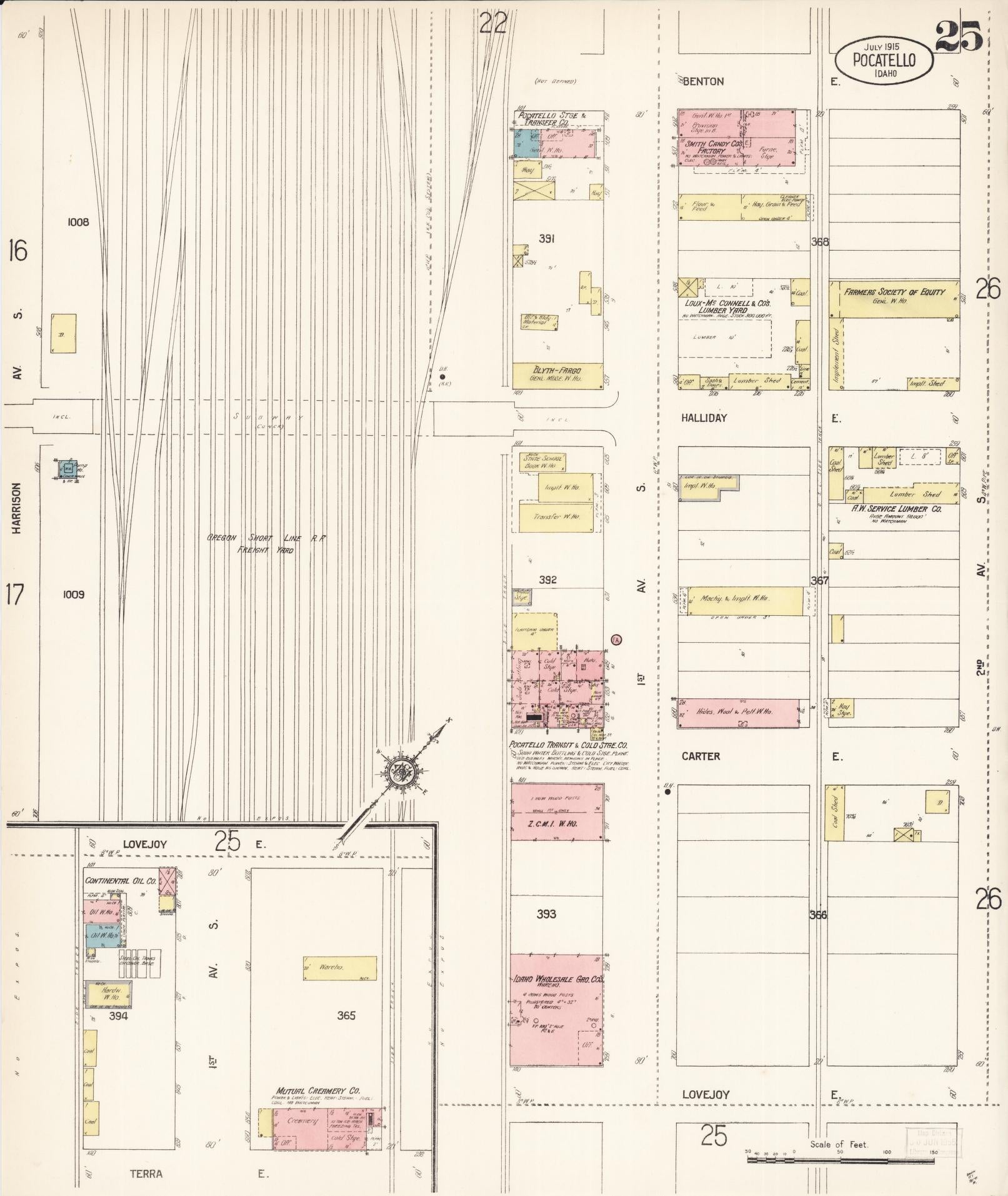 Sanborn Fire Insurance Map from Pocatello, Bannock County, Idaho (1915), Sheet #0025 - Complete Map Set gallery image, historic Sanborn map, vintage wall art, Idaho Idaho