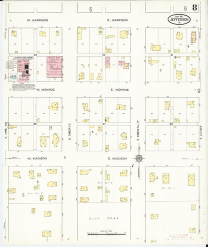Sanborn Fire Insurance Map from Jefferson, Greene County, Iowa (1915), Sheet #0008 - Historic Sanborn Fire Insurance Map Print