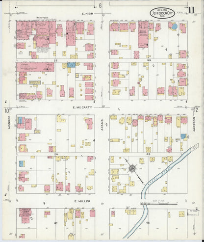 Sanborn Fire Insurance Map from Jefferson City, Cole County, Missouri (1916), Sheet #0011 - Complete Map Set gallery image, historic Sanborn map, vintage wall art, Missouri Missouri