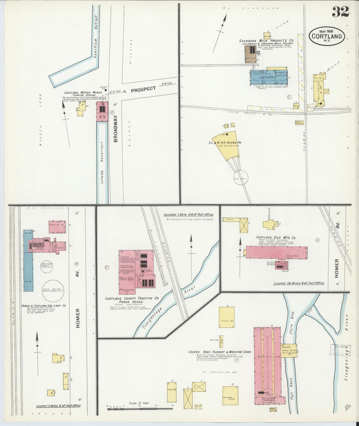 Sanborn Fire Insurance Map from Cortland, Cortland County, New York (1908), Sheet #0032 - Historic Sanborn Fire Insurance Map Print, vintage old map wall art, antique decor, genealogy gift, New York New York map