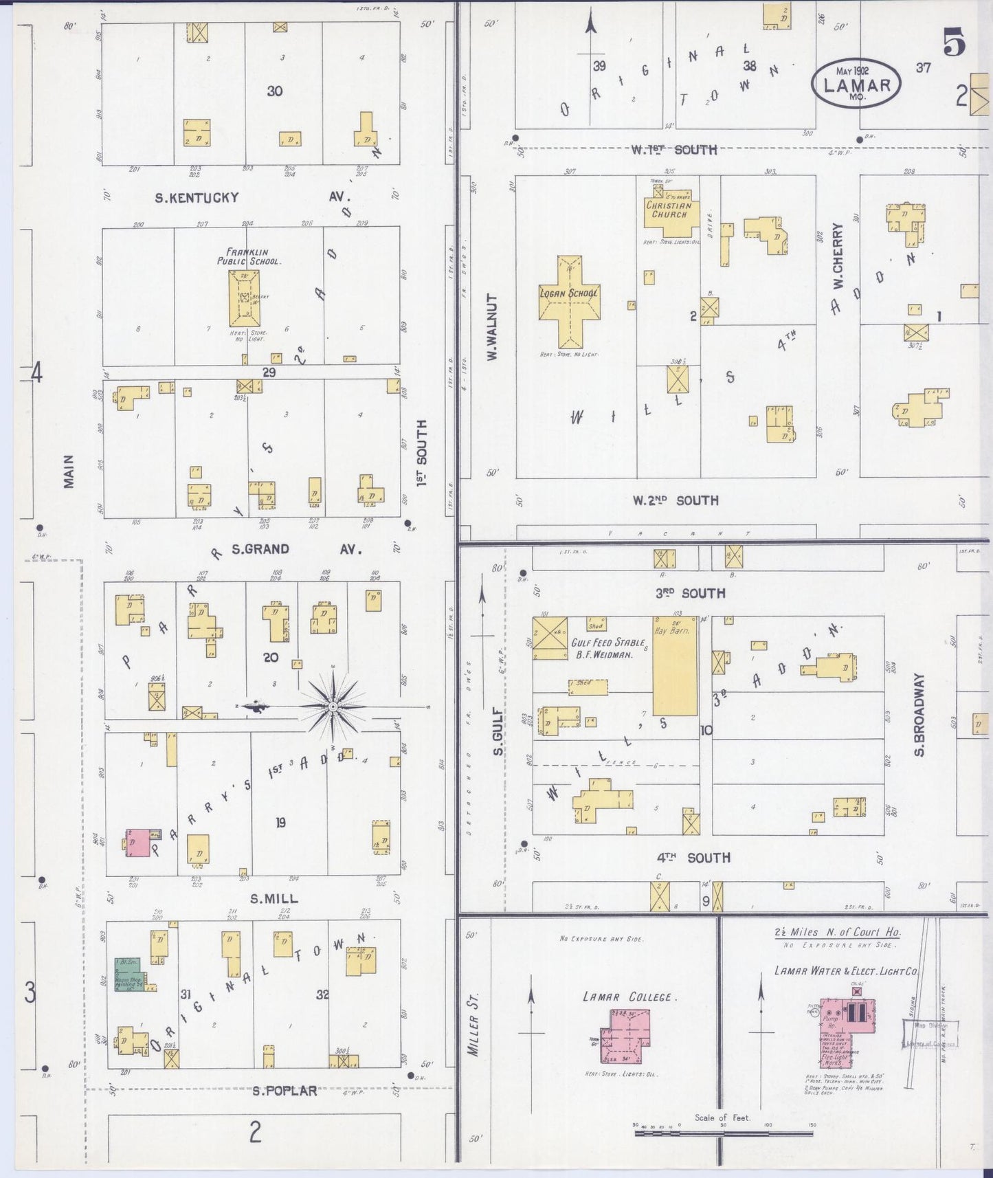 Sanborn Fire Insurance Map from Lamar, Barton County, Missouri (1902), Sheet #0005 - Complete Map Set gallery image, historic Sanborn map, vintage wall art, Missouri Missouri