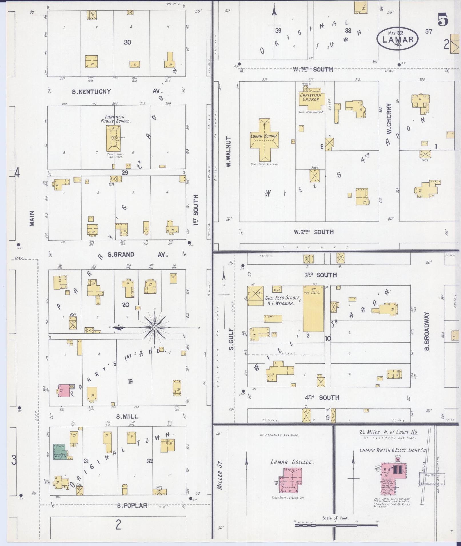 Sanborn Fire Insurance Map from Lamar, Barton County, Missouri (1902), Sheet #0005 - Complete Map Set gallery image, historic Sanborn map, vintage wall art, Missouri Missouri
