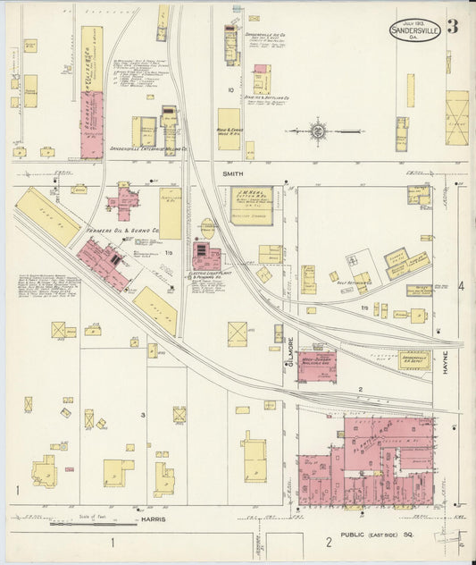 Sanborn Fire Insurance Map from Sandersville, Washington County, Georgia (1913), Sheet #0003 - Historic Sanborn Fire Insurance Map Print, vintage old map wall art, antique decor, genealogy gift, Georgia Georgia map