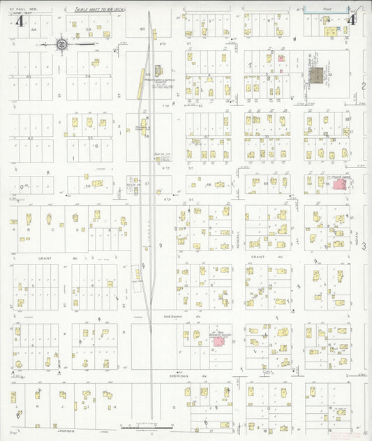 Sanborn Fire Insurance Map from Saint Paul, Howard County, Nebraska (1937), Sheet #0004 - Historic Sanborn Fire Insurance Map Print, vintage old map wall art, antique decor, genealogy gift, Nebraska Nebraska map