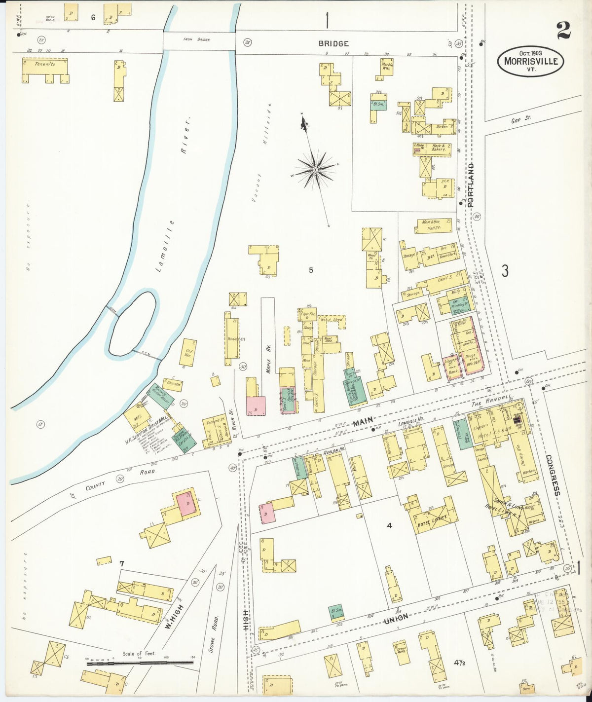 Sanborn Fire Insurance Map from Morrisville, Lamoille County, Vermont (1903), Sheet #0002 - Complete Map Set gallery image, historic Sanborn map, vintage wall art, Vermont Vermont